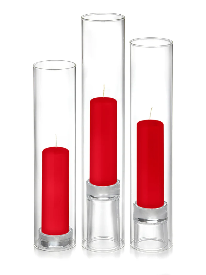 12 Slim Pillar Candles, 12 Glass Chimneys and 12 Glass Pillar Holders - Image 12