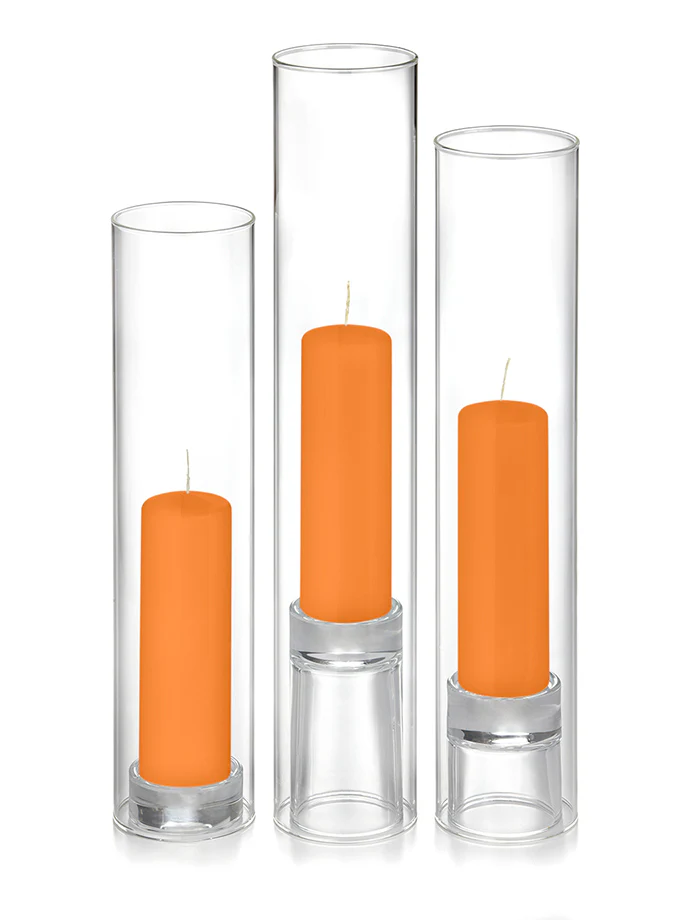 12 Slim Pillar Candles, 12 Glass Chimneys and 12 Glass Pillar Holders - Image 13