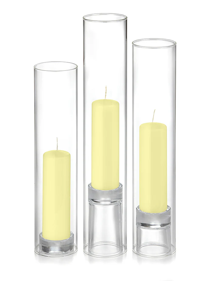 12 Slim Pillar Candles, 12 Glass Chimneys and 12 Glass Pillar Holders - Image 14