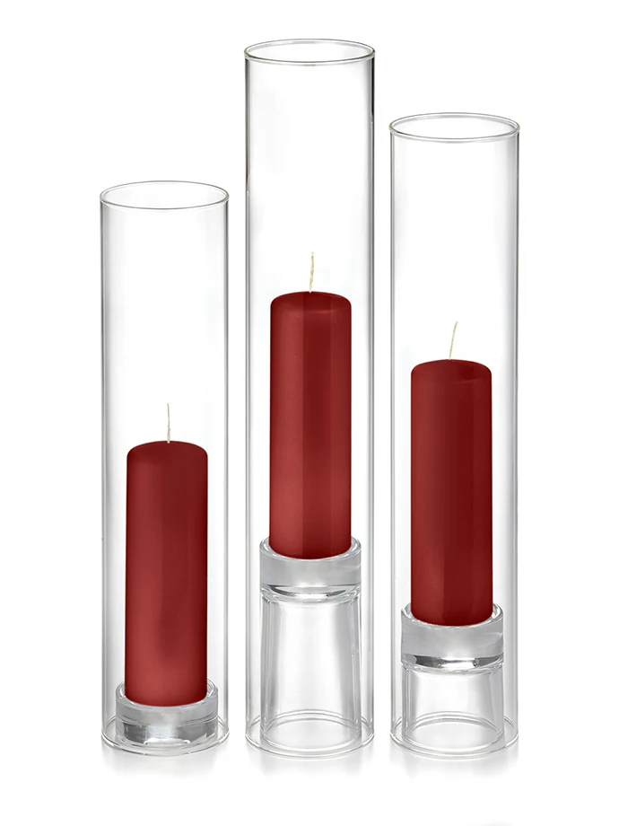 12 Slim Pillar Candles, 12 Glass Chimneys and 12 Glass Pillar Holders - Image 3
