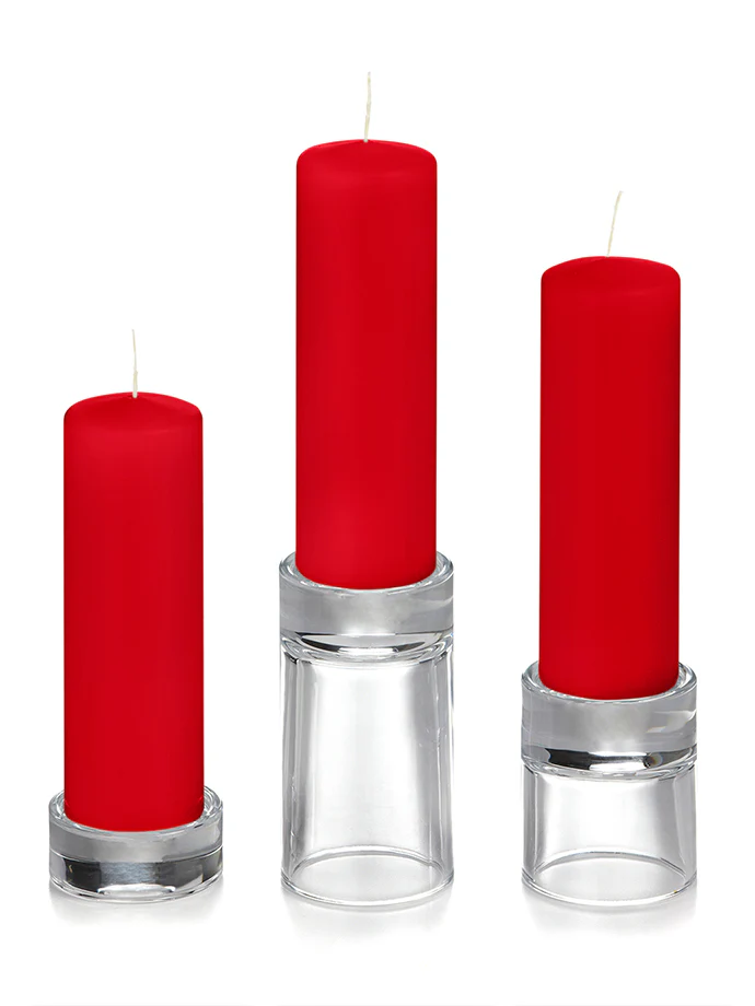 12 Slim Pillar Candles and 12 Glass Pillar Holders - Image 12