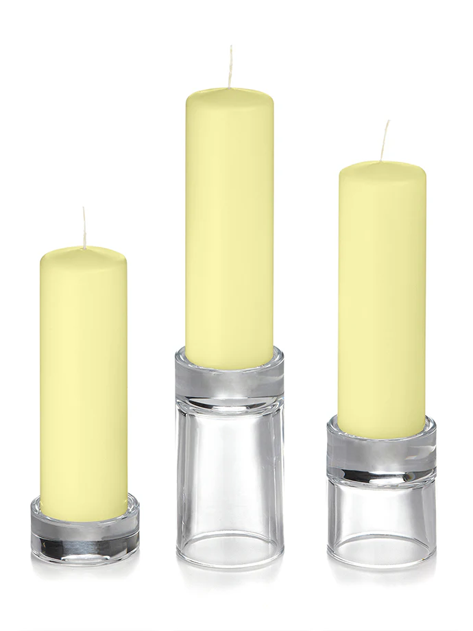 12 Slim Pillar Candles and 12 Glass Pillar Holders - Image 14
