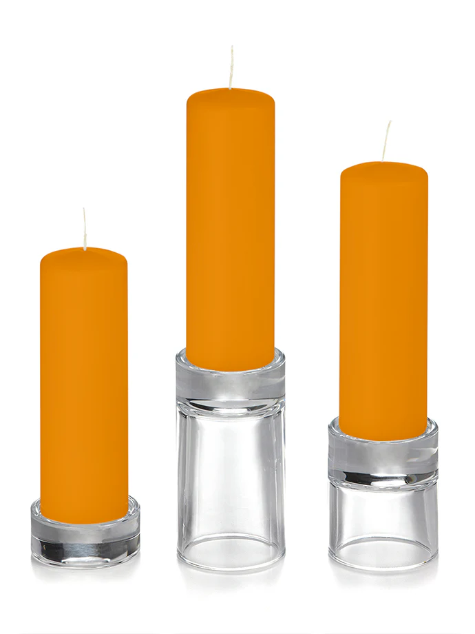 12 Slim Pillar Candles and 12 Glass Pillar Holders - Image 16