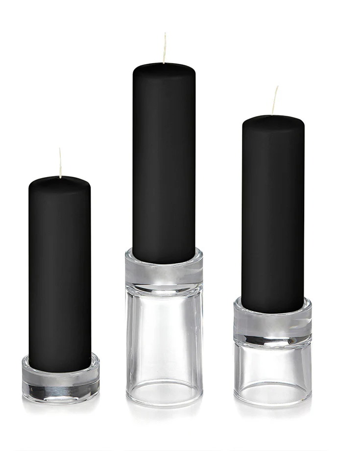 12 Slim Pillar Candles and 12 Glass Pillar Holders - Image 25