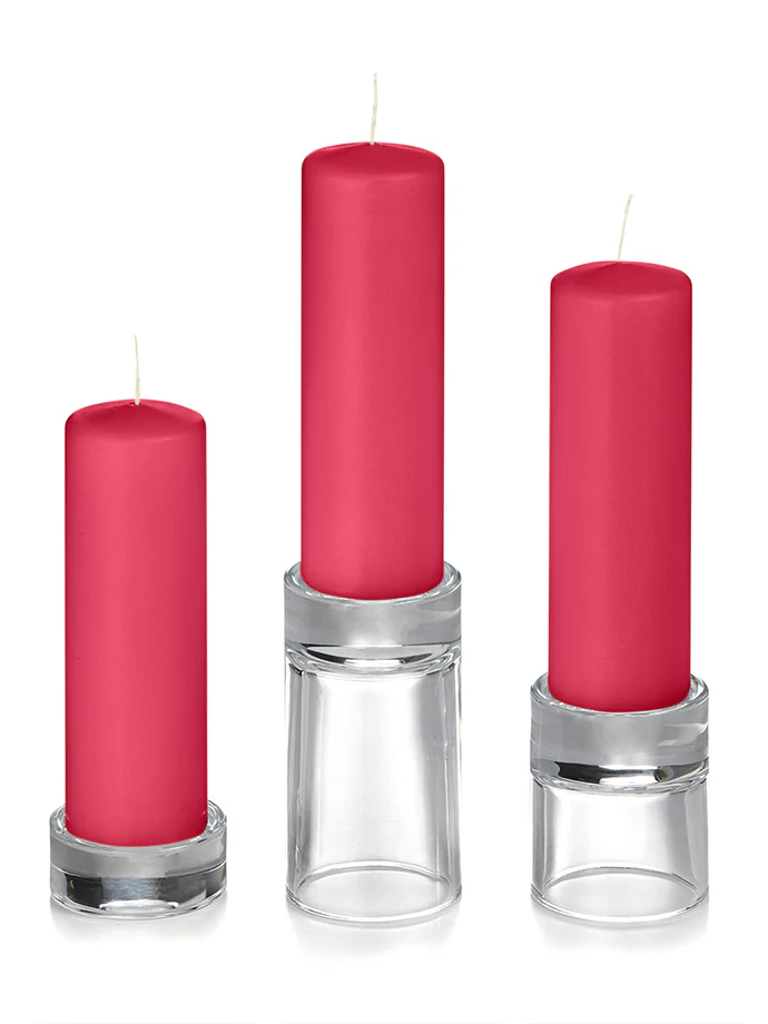 12 Slim Pillar Candles and 12 Glass Pillar Holders - Image 34