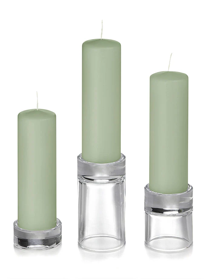 12 Slim Pillar Candles and 12 Glass Pillar Holders - Image 48