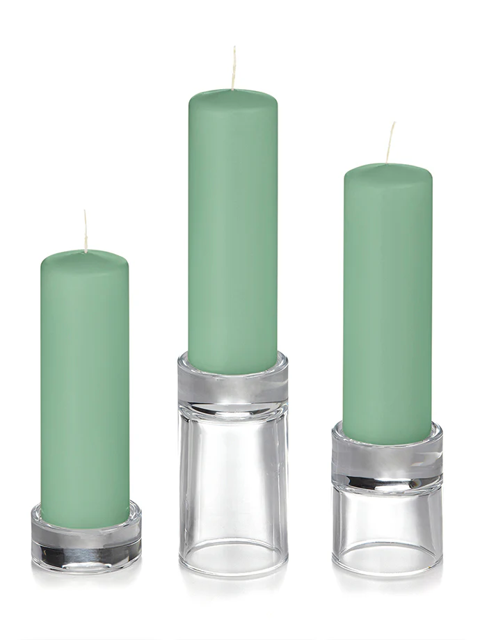12 Slim Pillar Candles and 12 Glass Pillar Holders - Image 8