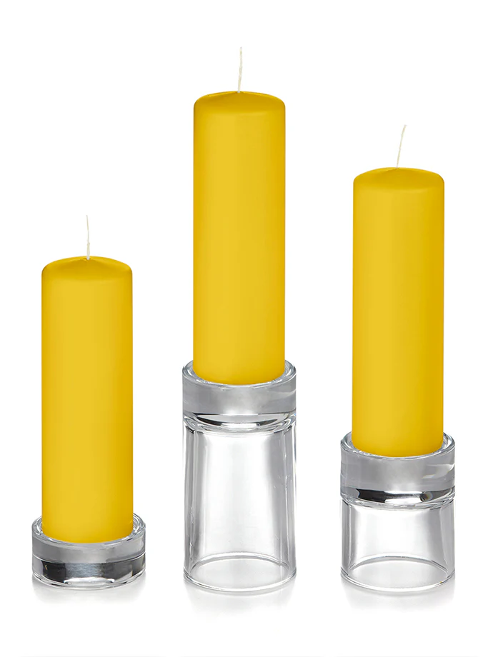 12 Slim Pillar Candles and 12 Glass Pillar Holders - Image 9