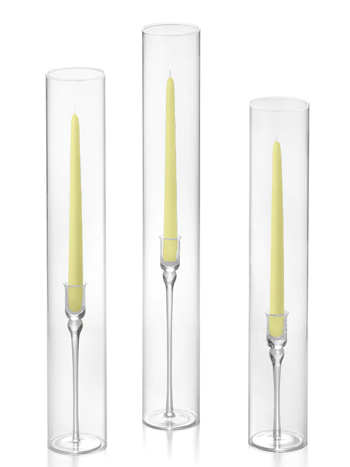 12 Taper Candles, 12 Glass Chimneys and 12 Aura Taper Holders - Image 14