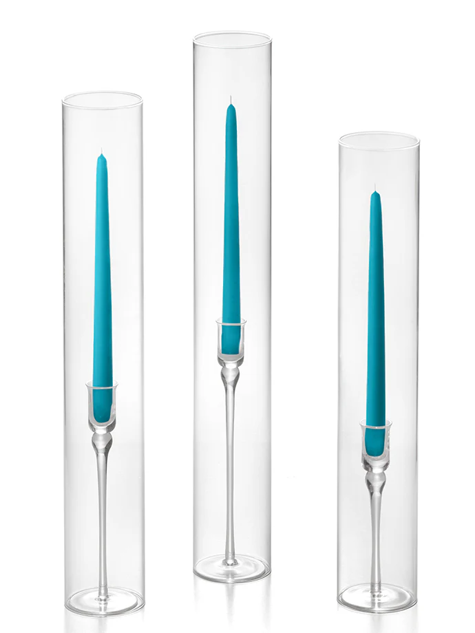 12 Taper Candles, 12 Glass Chimneys and 12 Aura Taper Holders - Image 29