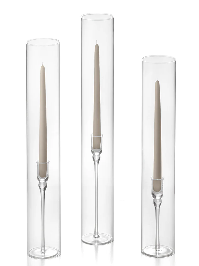 12 Taper Candles, 12 Glass Chimneys and 12 Aura Taper Holders - Image 39