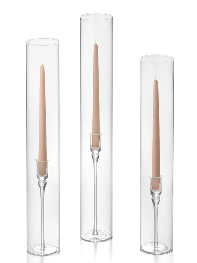 12 Taper Candles, 12 Glass Chimneys and 12 Aura Taper Holders - Image 47