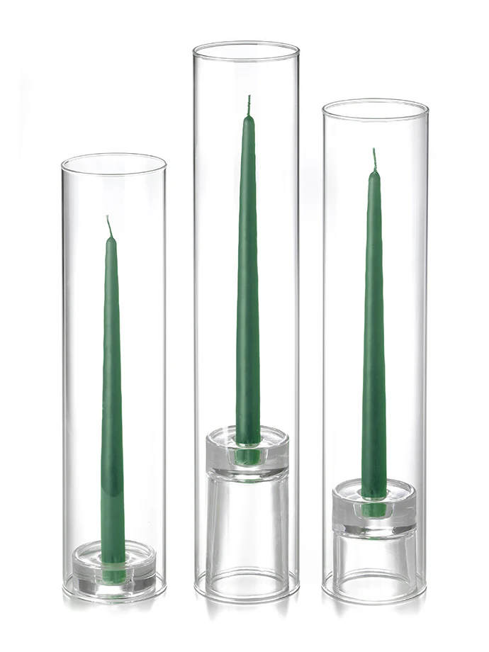 12 Taper Candles, 12 Glass Chimneys and 12 Glass Taper Holders - Image 11