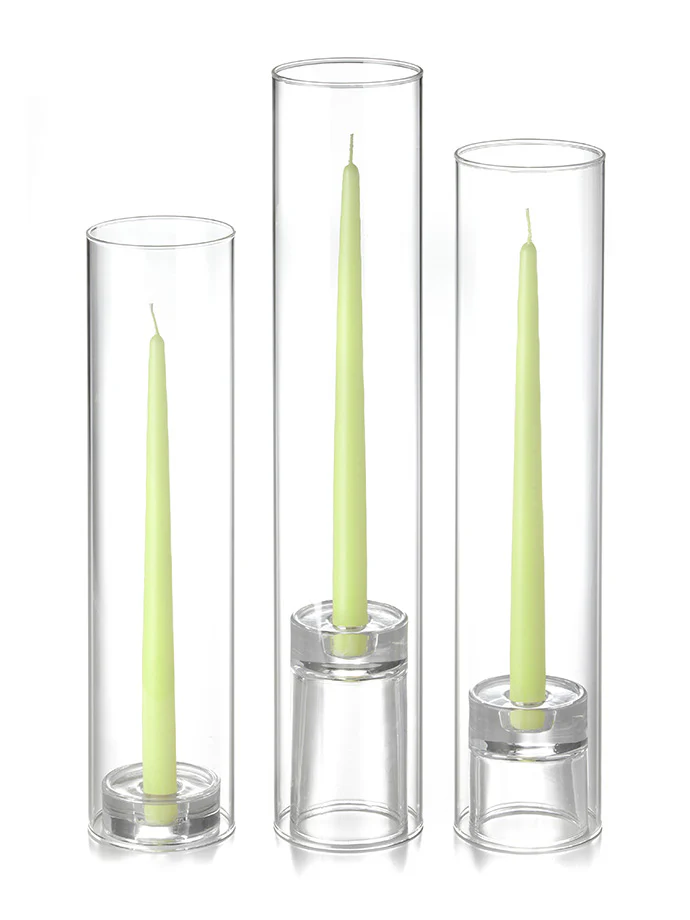 12 Taper Candles, 12 Glass Chimneys and 12 Glass Taper Holders - Image 17
