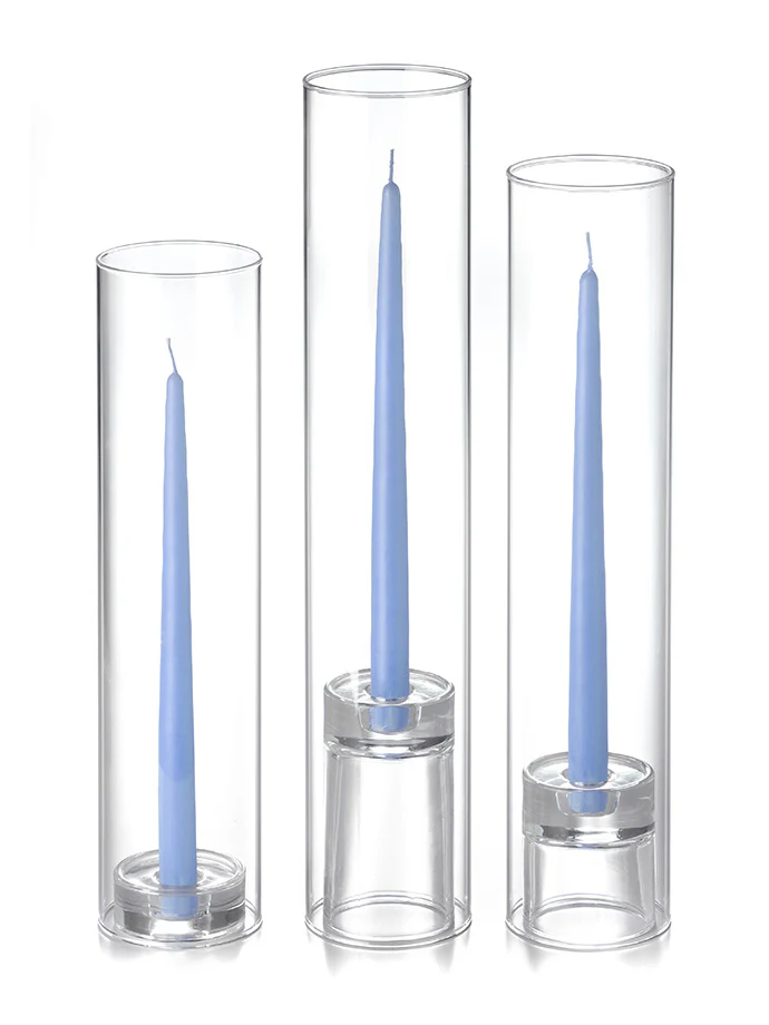 12 Taper Candles, 12 Glass Chimneys and 12 Glass Taper Holders - Image 20