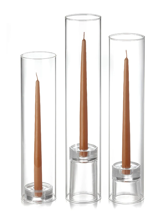 12 Taper Candles, 12 Glass Chimneys and 12 Glass Taper Holders - Image 27