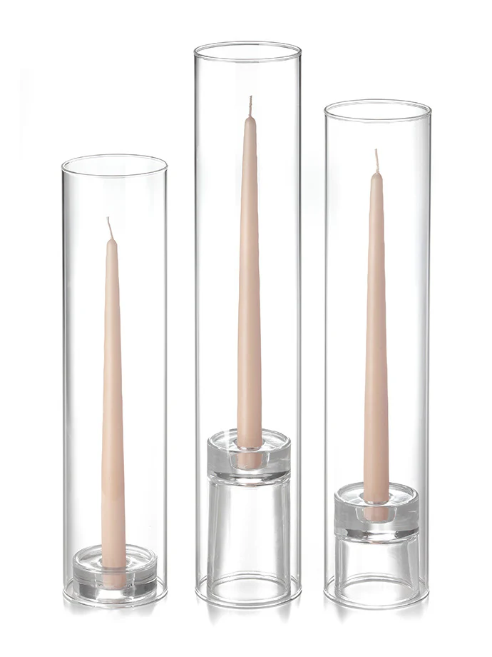 12 Taper Candles, 12 Glass Chimneys and 12 Glass Taper Holders - Image 28