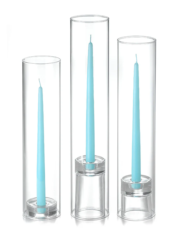 12 Taper Candles, 12 Glass Chimneys and 12 Glass Taper Holders - Image 42