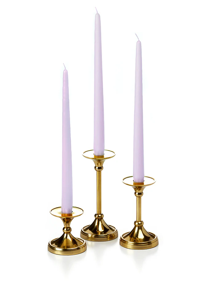 12 Taper Candles and 12 Gold Timeless Taper Holders - Image 20