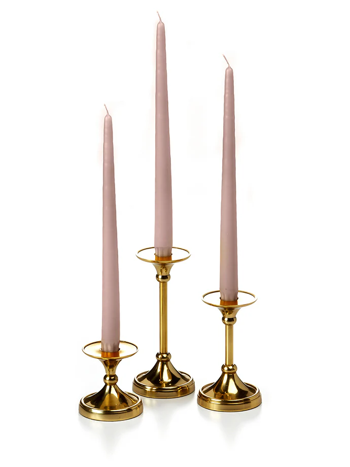 12 Taper Candles and 12 Gold Timeless Taper Holders - Image 47