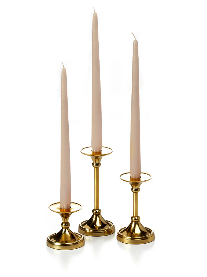 12 Taper Candles and 12 Gold Timeless Taper Holders - Image 49