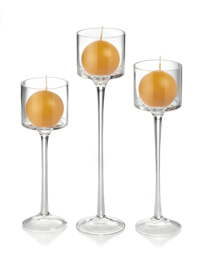 18 Sphere Candles and 18 Monet Stem Holders - Image 11