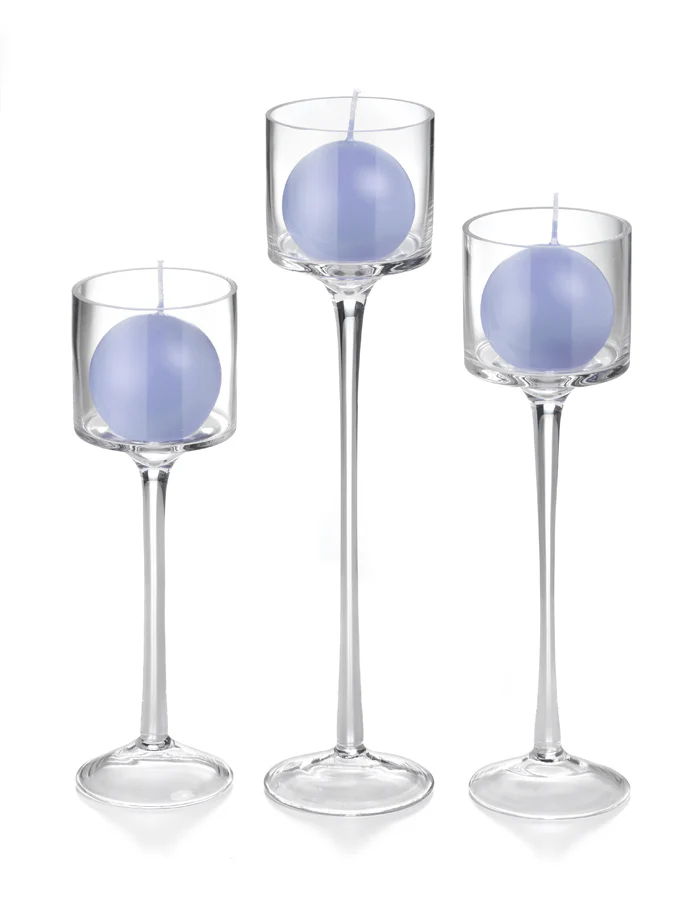 18 Sphere Candles and 18 Monet Stem Holders - Image 12