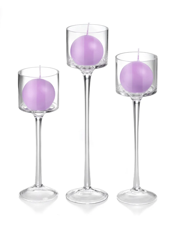 18 Sphere Candles and 18 Monet Stem Holders - Image 13