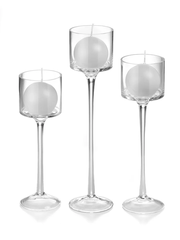 18 Sphere Candles and 18 Monet Stem Holders - Image 17
