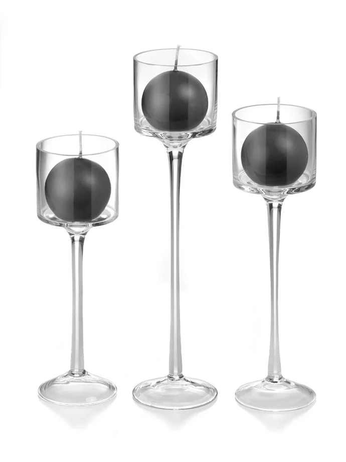 18 Sphere Candles and 18 Monet Stem Holders - Image 19