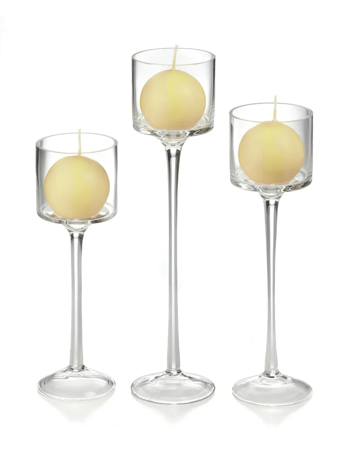 18 Sphere Candles and 18 Monet Stem Holders - Image 36