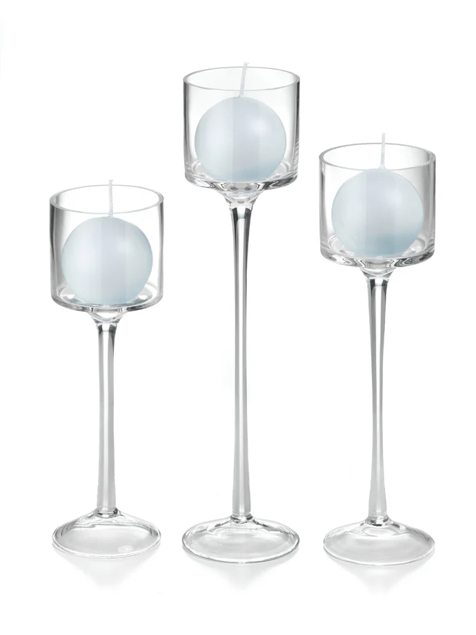 18 Sphere Candles and 18 Monet Stem Holders - Image 4