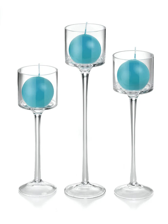 18 Sphere Candles and 18 Monet Stem Holders - Image 46