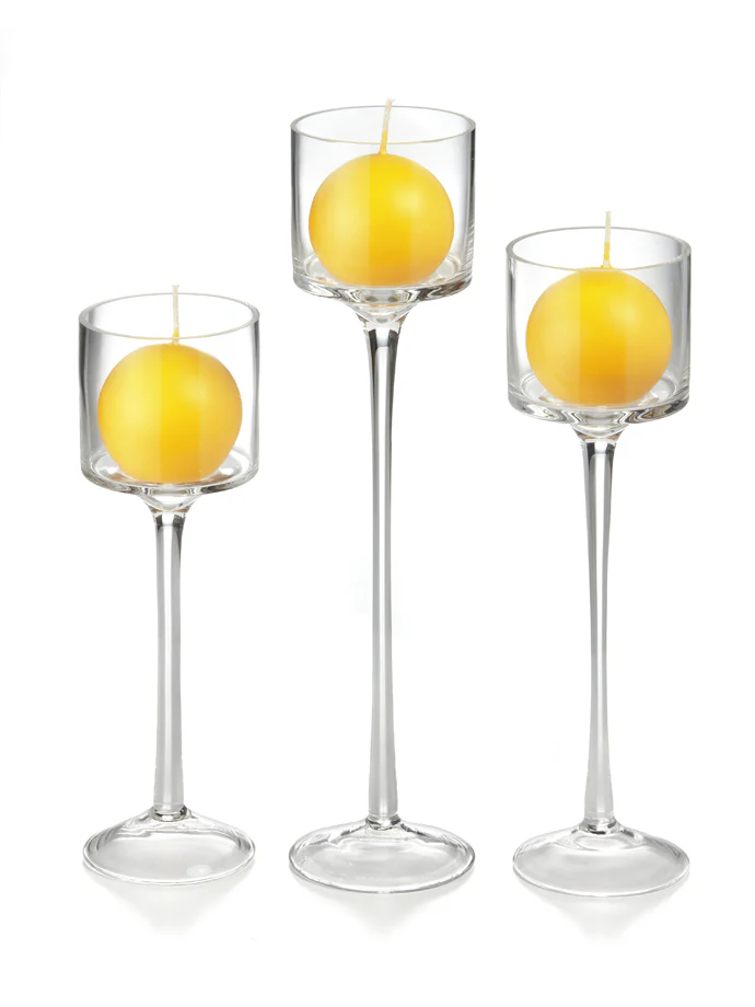 18 Sphere Candles and 18 Monet Stem Holders - Image 8