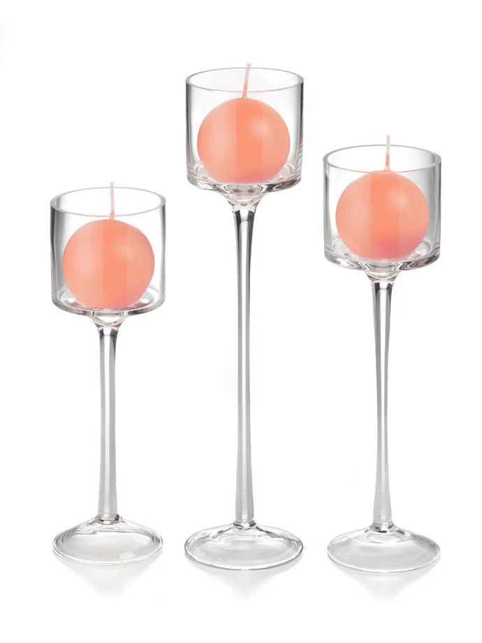 18 Sphere Candles and 18 Monet Stem Holders - Image 9