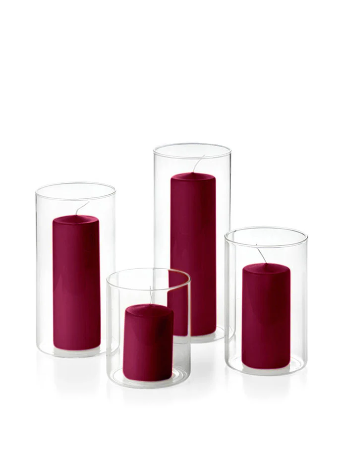 24 Round Pillar Candles and Cylinder Vases - Image 3