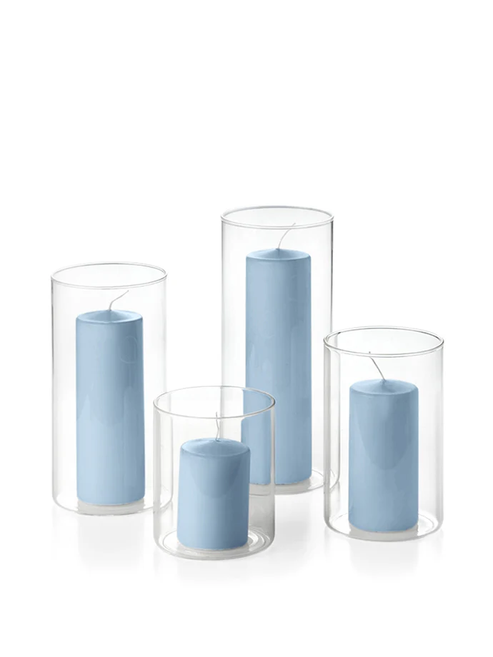 24 Round Pillar Candles and Cylinder Vases - Image 4