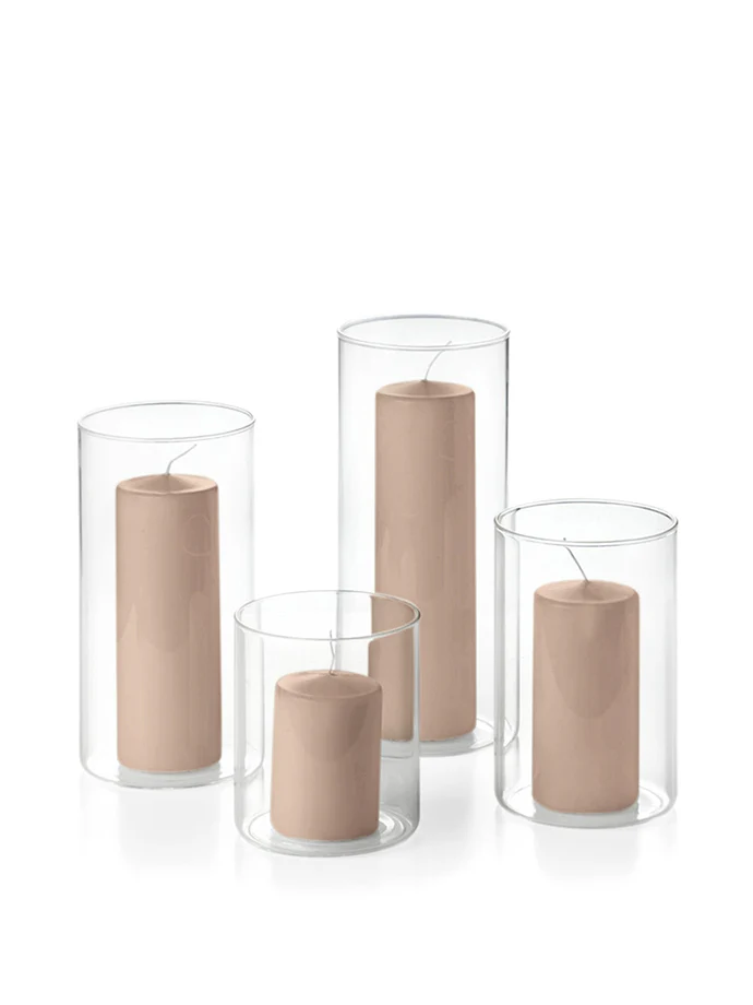 24 Round Pillar Candles and Cylinder Vases - Image 45