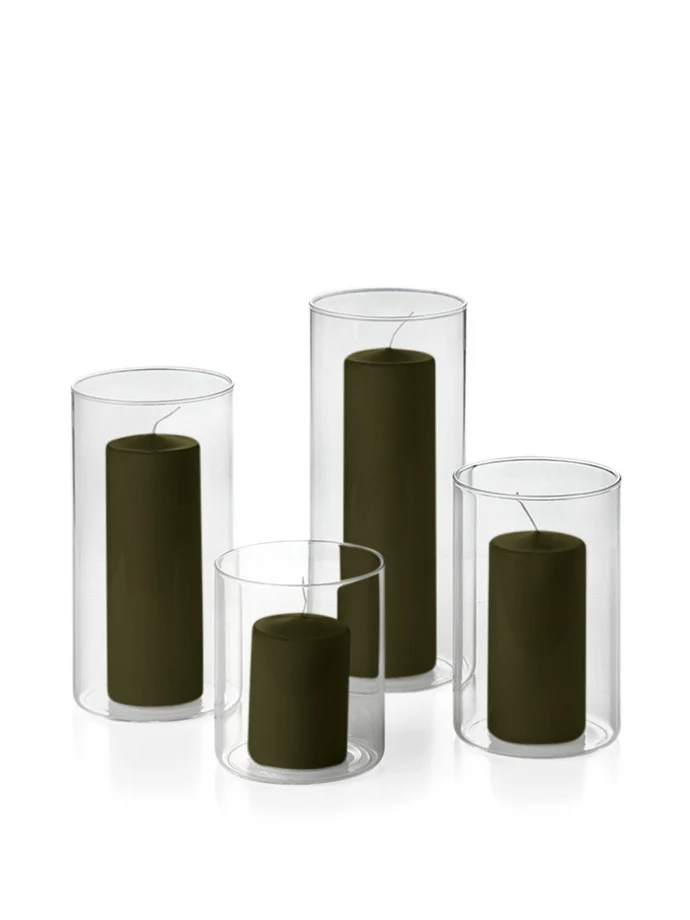 12 Round Pillar Candles and Cylinder Vases - Image 47