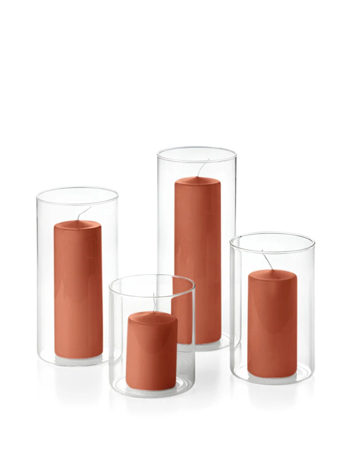 24 Round Pillar Candles and Cylinder Vases - Image 6