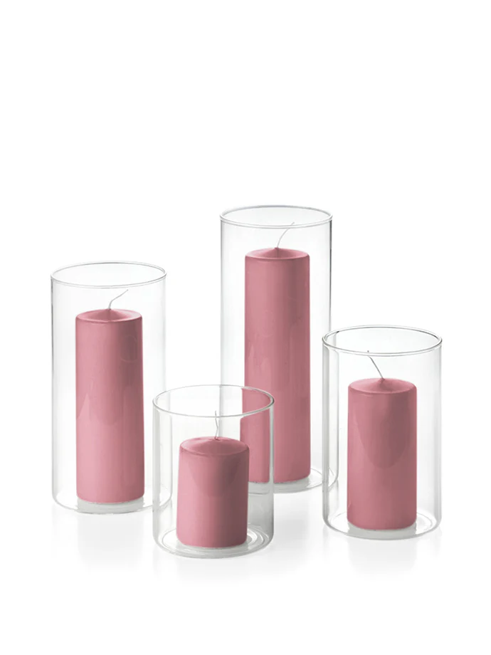 24 Round Pillar Candles and Cylinder Vases - Image 7