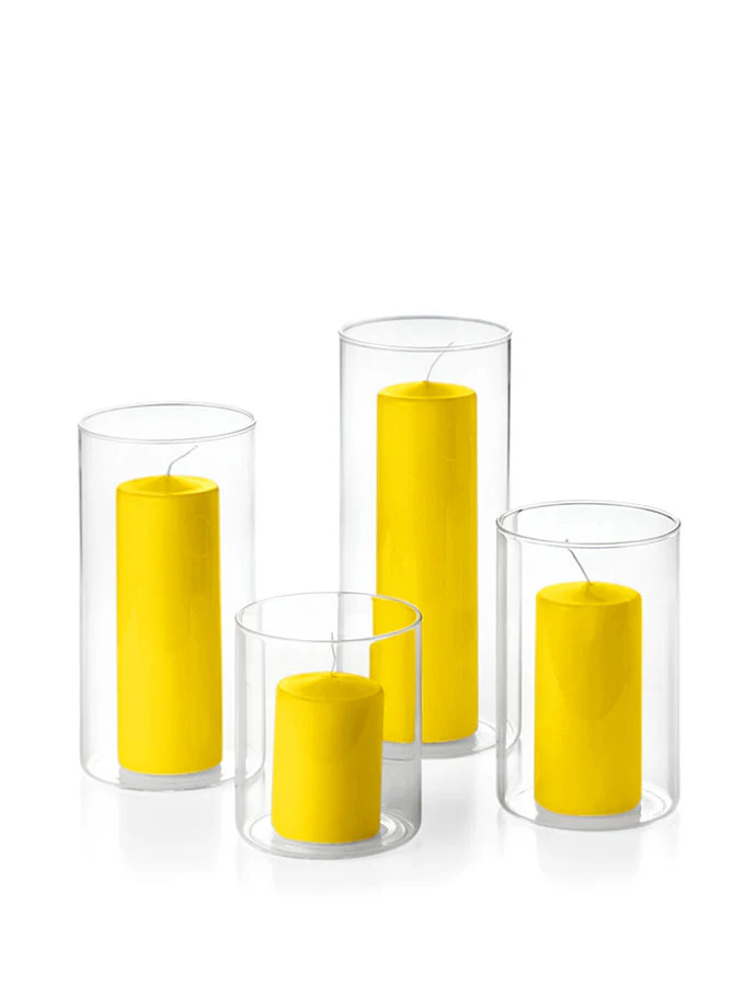 24 Round Pillar Candles and Cylinder Vases - Image 9