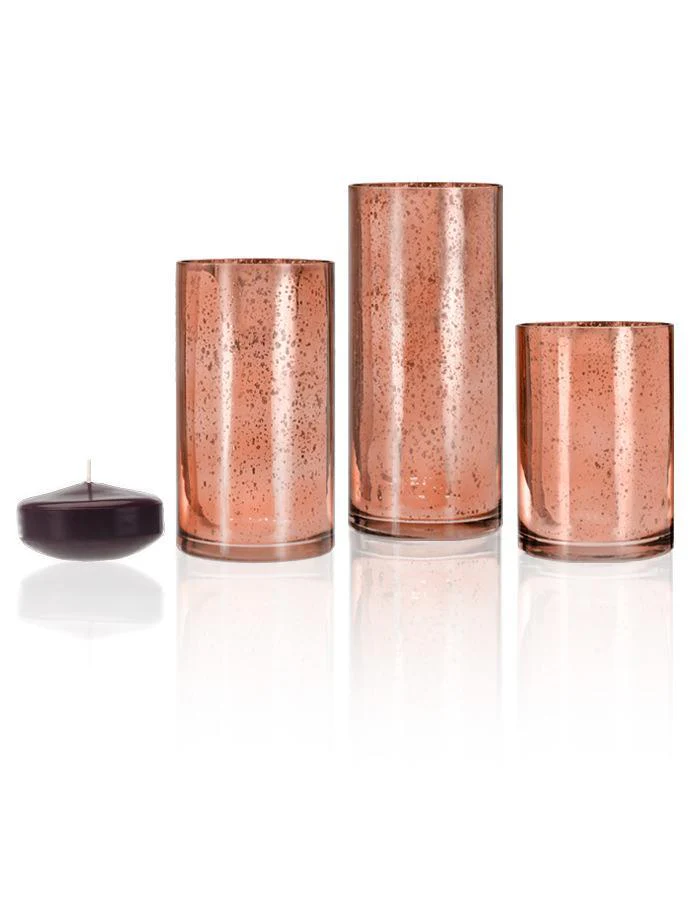 18 Floating Candles and Rose Gold Metallic Cylinders - Image 10