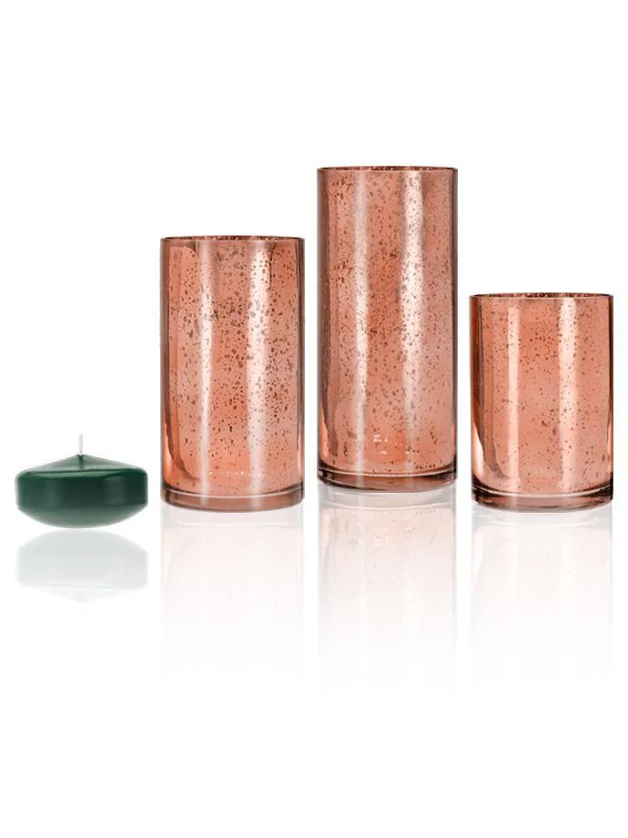 18 Floating Candles and Rose Gold Metallic Cylinders - Image 11