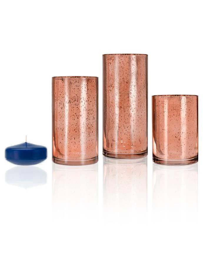18 Floating Candles and Rose Gold Metallic Cylinders - Image 19