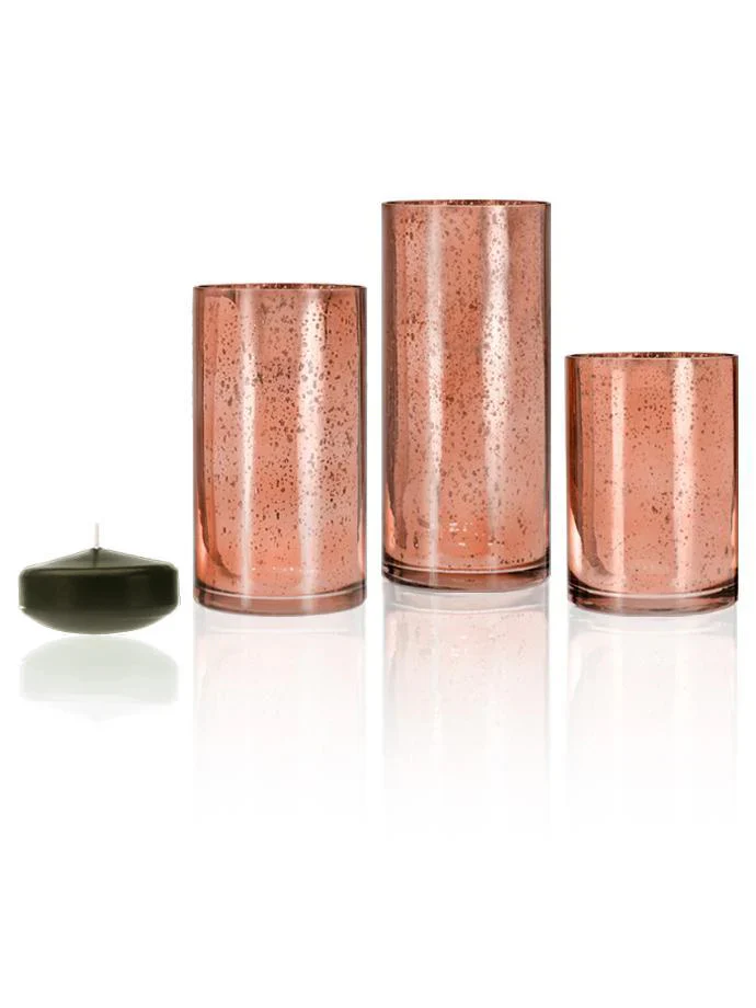 18 Floating Candles and Rose Gold Metallic Cylinders - Image 47