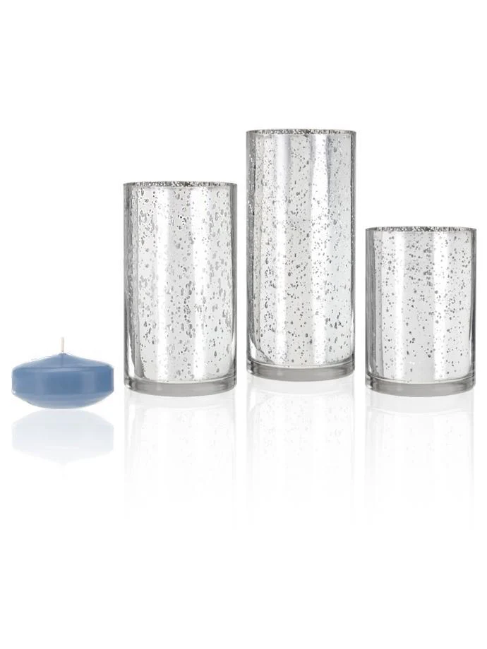 18 Floating Candles and Silver Metallic Cylinders - Image 20