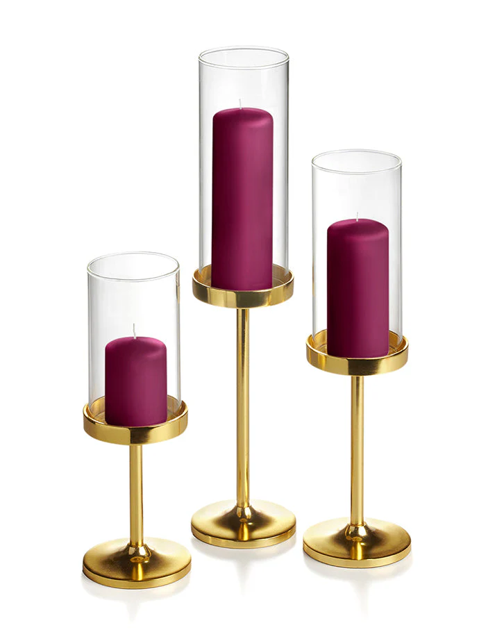 36 Slim Pillar Candles, 36 Cylinder Vases and 36 Gold Vevo Pedestals - Image 10