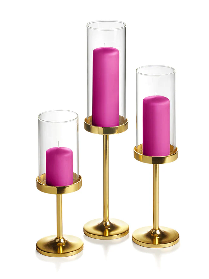 36 Slim Pillar Candles, 36 Cylinder Vases and 36 Gold Vevo Pedestals - Image 29