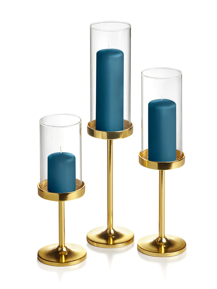 36 Slim Pillar Candles, 36 Cylinder Vases and 36 Gold Vevo Pedestals - Image 32